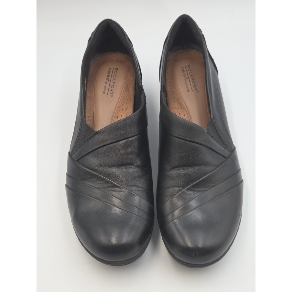 Rockport Cobb Hill Womens 11 M Black Leather Slip On Comfort Flats Casual Work